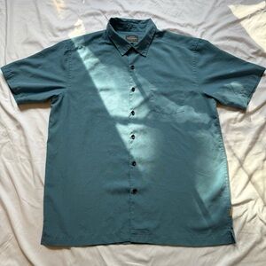 Quiksilver Waterman Collection Teal Button Up Shirt Size L